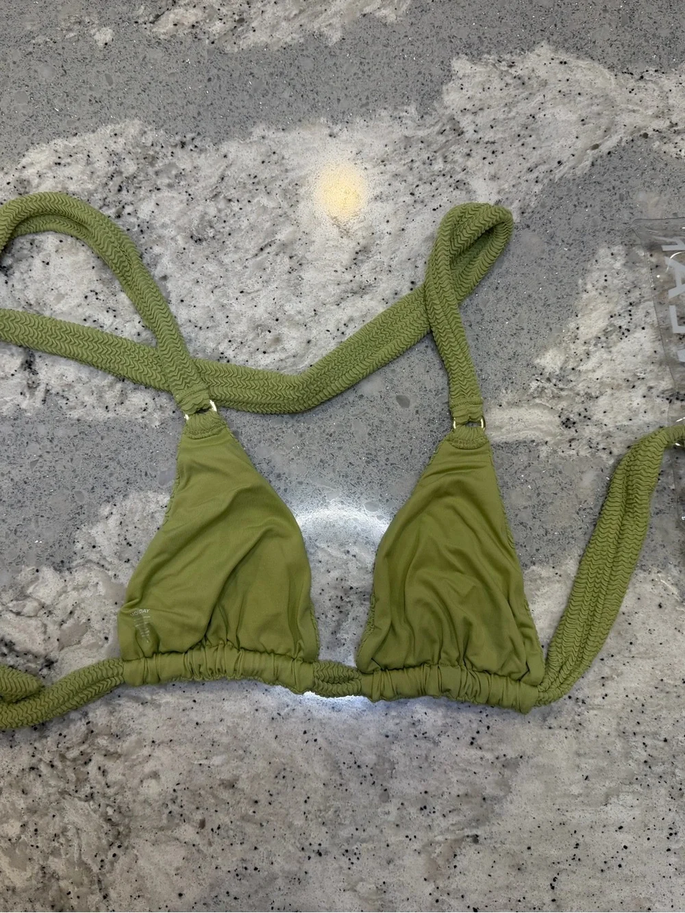 Monday Swimwear Morocco Top in Avocado Crinkle Size V